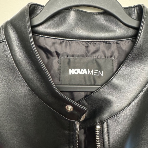 Fashion Nova Racing Faux Leather Jacket - Black/Red Blue - Picture 4 of 11